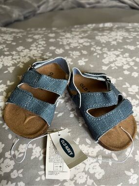 Old Navy Blue Jean Look Baby Adjustable Sandals, 3-6 Months, new with tags